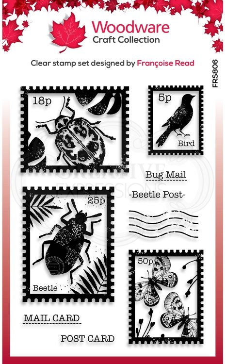 Woodware Clear Stamp Beetle Post 4 in x 6 in Clear Stamp