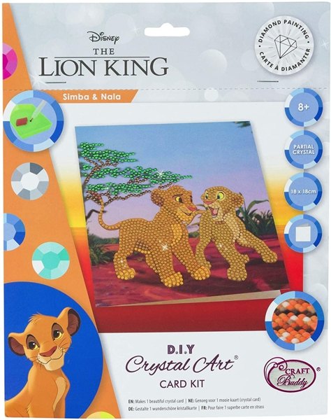 Craft Buddy Disney Lion King Simba & Nala 18x18cm Crystal Art Card Kit ...