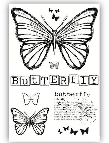 Julie Hickey Hazel's Butterfly A6 Stamp by Hazel Eaton DS-HE-1033