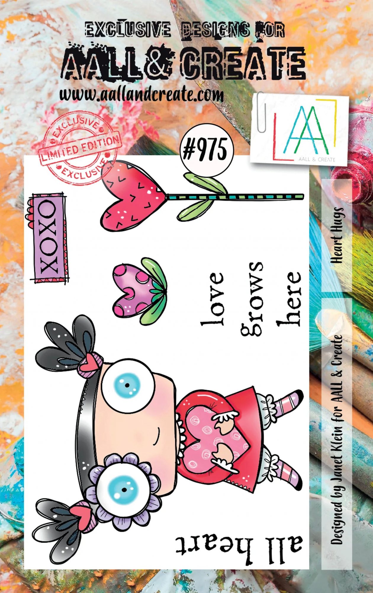 Aall Create A7 STAMP SET HEART HUGS 975 Aall Create