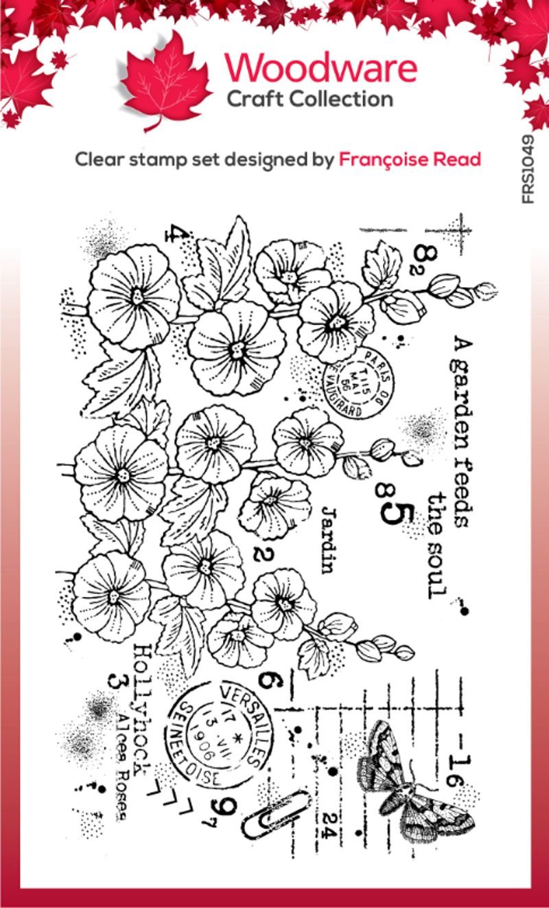 Woodware Clear Singles Hollyhocks 4 in x 6 in Stamp Set - Woodware ...