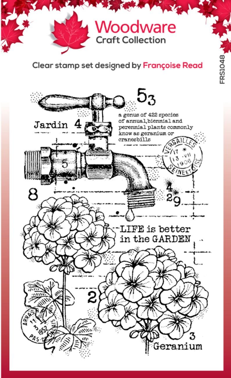 Woodware Clear Singles Geraniums 4 in x 6 in Stamp Set - Woodware ...