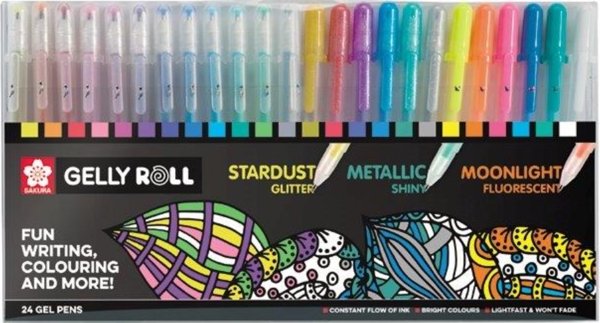 Toneelschrijver groef essence Sakura Gelly Roll Stardust Metallic Moonlight 24 Gel Pens Pack - SAKURA -  HixxySoft