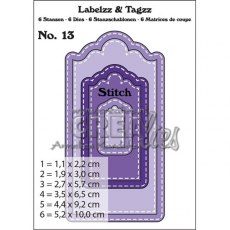 Crealies Small Labelzz & Tagzz Dies no. 13 With stitch line CLLT13