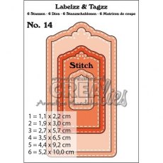 Crealies Small Labelzz & Tagzz Dies no. 14 With Stitch Lines CLLT14