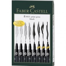 Faber Castell PITT Artist Pen Wallet of 8 Black
