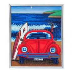 Craft Buddy 'Beetle on the Beach' Crystal Art Picture Frame Kit, 21 x 25cm