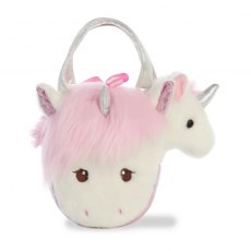 Aurora World 8" Fancy Pals Soft Toy Tulip Unicorn In Pink/White Handbag
