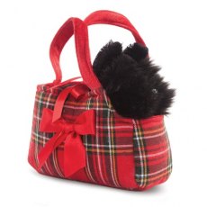 Aurora World 8" Fancy Pals Soft Toy Scottie Dog Puppy In Tartan Handbag