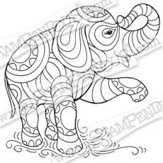 Stampendous PenPattern Elephant Cling Rubber Stamps