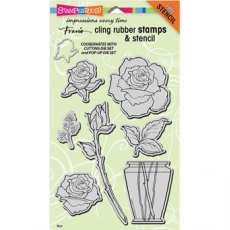 Stampendous Rose Bouquet Cling Rubber Stamps &amp; Stencil