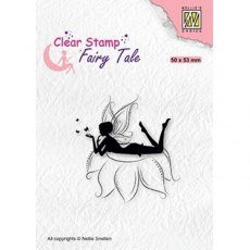 Nellies Choice Clearstamp - Fairy Tale-20 "Elf Laying on Flower" FTCS022