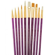 Royal & Langnickel Gold Taklon White Bristle Combo Artist 10 Paint Brush Set SVP8