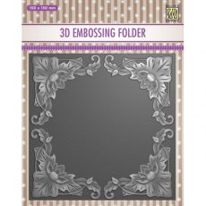 Nellie's Choice 3D Emb. folder - Exotic Flower frame EF3D028 150x150mm