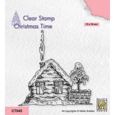 Nellie's Choice Christmas Time Snowy Cottage 2 Stamp CT045