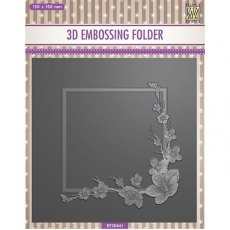Nellie Snellen 3D Embossing Folders "Square Frame with Blossom" EF3D041