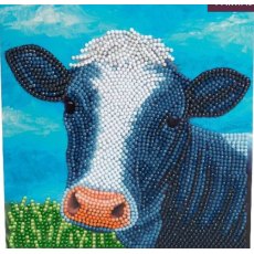 Craft Buddy "Cute Cow" 18x18cm Crystal Art Card by RACHEL FROUD CCK-A113