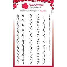 Woodware Clear Singles Doodle Stitches 4 in x 6 in Stamp Set