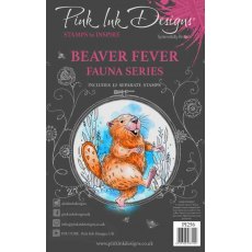 Pink Ink Designs Beaver Fever 6 in x 8 in Clear Stamp Set