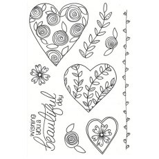 Julie Hickey Designs Mary's Hearts & Florals A6 Stamp Set DS-MG-1023