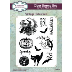 Creative Expressions Taylor Made Journals Vintage Halloween 6 in x 8 in Clear Stamp Set