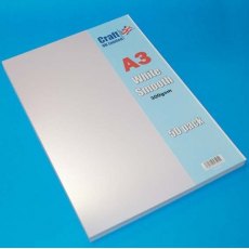 Craft UK A3 White Smooth 300gsm Cardstock Pack of 50 Sheets