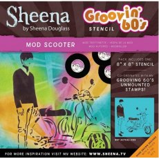 Sheena Douglass Groovin&#039; 60&#039;s 8&quot; x 8&quot; Stencil - Mod Scooter