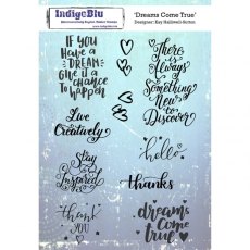 Indigoblu Dreams Come True A5 Red Rubber Stamp - by Kay Halliwell-Sutton