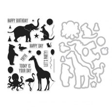Hero Arts Birthday Animal Silhouettes Stamp + Die Combo SB150