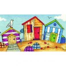 Heritage Crafts Beach Huts Counted Cross Stitch Kit