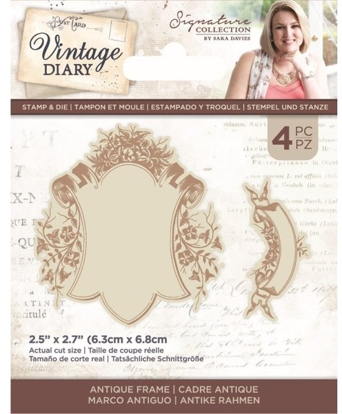 Crafter's Companion Sara Davies Vintage Diary- Stamp & Die - Antique Frame