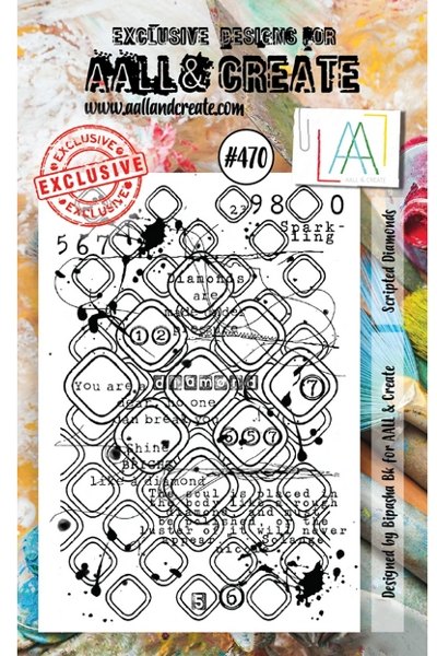 Aall & Create Aall & Create A7 Stamp #470 - Scripted Diamonds