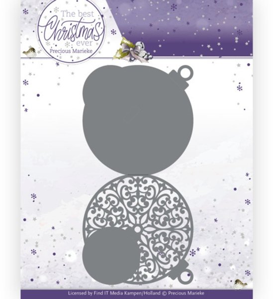 Precious Marieke Precious Marieke - The Best Christmas Ever - Christmas Bauble Shape Card Die