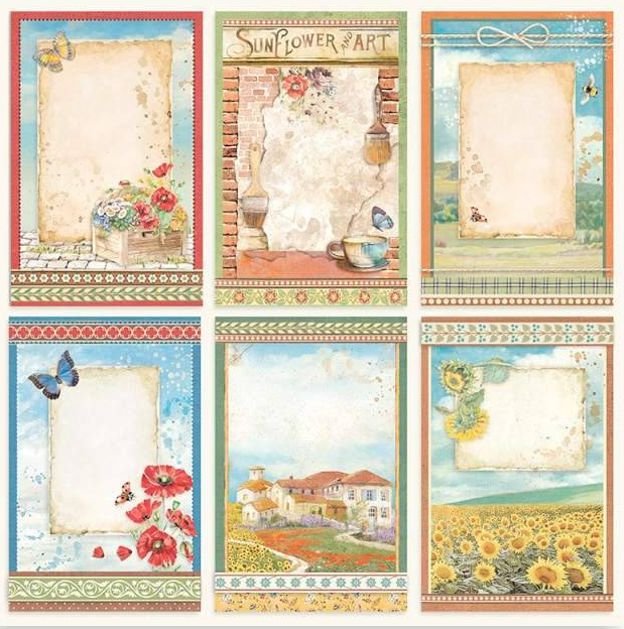 Stamperia Mini Scrapbooking Pad 10 20.3 x 20.3 cm (8×8) Sunflower Art  SBBS83 - Stamperia - HixxySoft