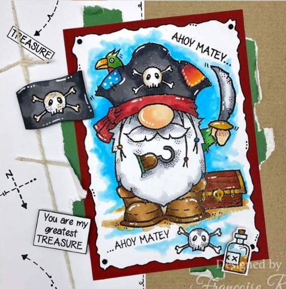 Woodware Clear Singles Pirate Gnome 4 in x 6 in Stamp - Woodware - HixxySoft