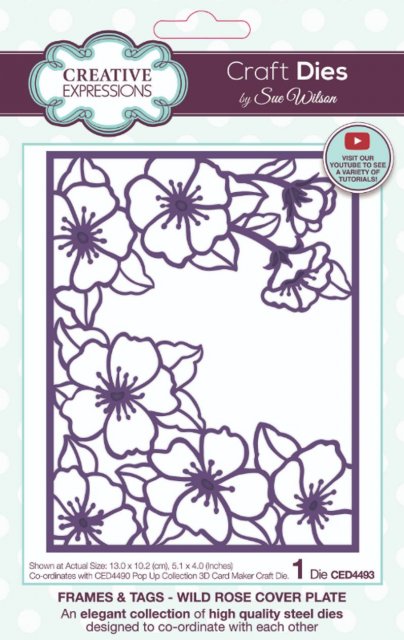 Creative Expressions Sue Wilson Frames & Tags Wild Rose Cover Plate Craft Die