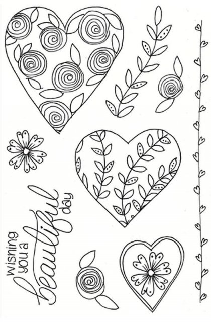 Julie Hickey Julie Hickey Designs Mary's Hearts & Florals A6 Stamp Set DS-MG-1023