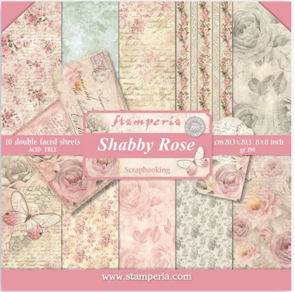 Stamperia Stamperia Stamperia Double Sided 8in x 8in Paper Pad - Shabby Rose - SBBS107