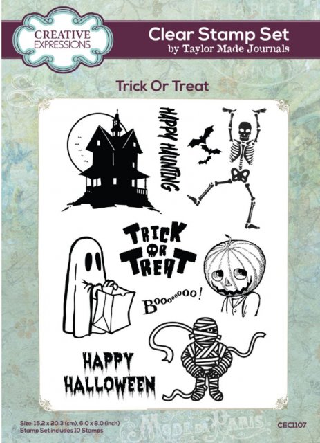 Creative Expressions Creative Expressions Taylor Made Journals Trick Or Treat 6 in x 8 in Clear Stamp Set