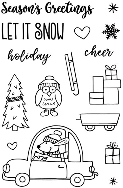 Jane's Doodles Jane's Doodles Clear Stamp - Driving Home for Christmas (JD033)