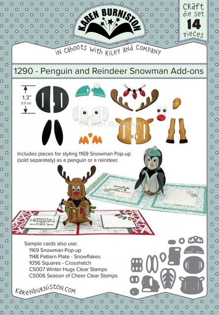 Karen Burniston Karen Burniston Die Set - Penguin and Reindeer Snowman Add-ons 1290