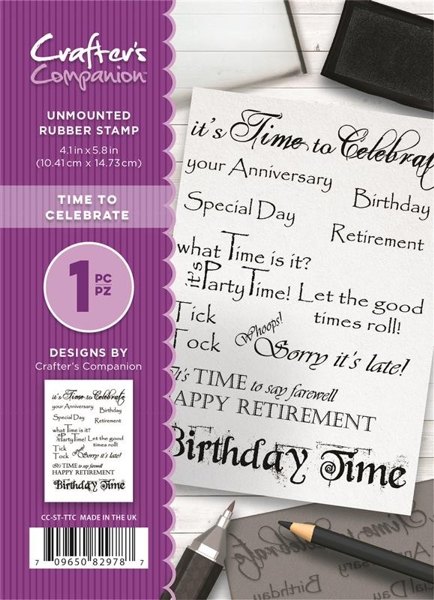 Crafter's Companion A6 Unmounted Rubber Stamp - Time To Celebrate