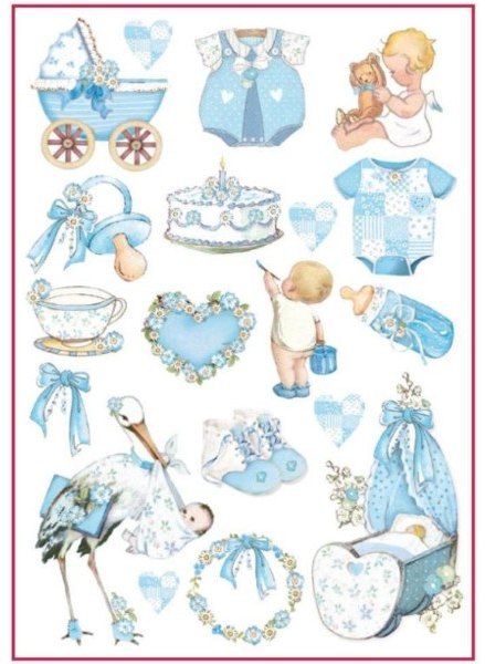 Stamperia Stamperia A4 Rice Paper Baby Boy Decorations DFSA4292 4 For £9.99